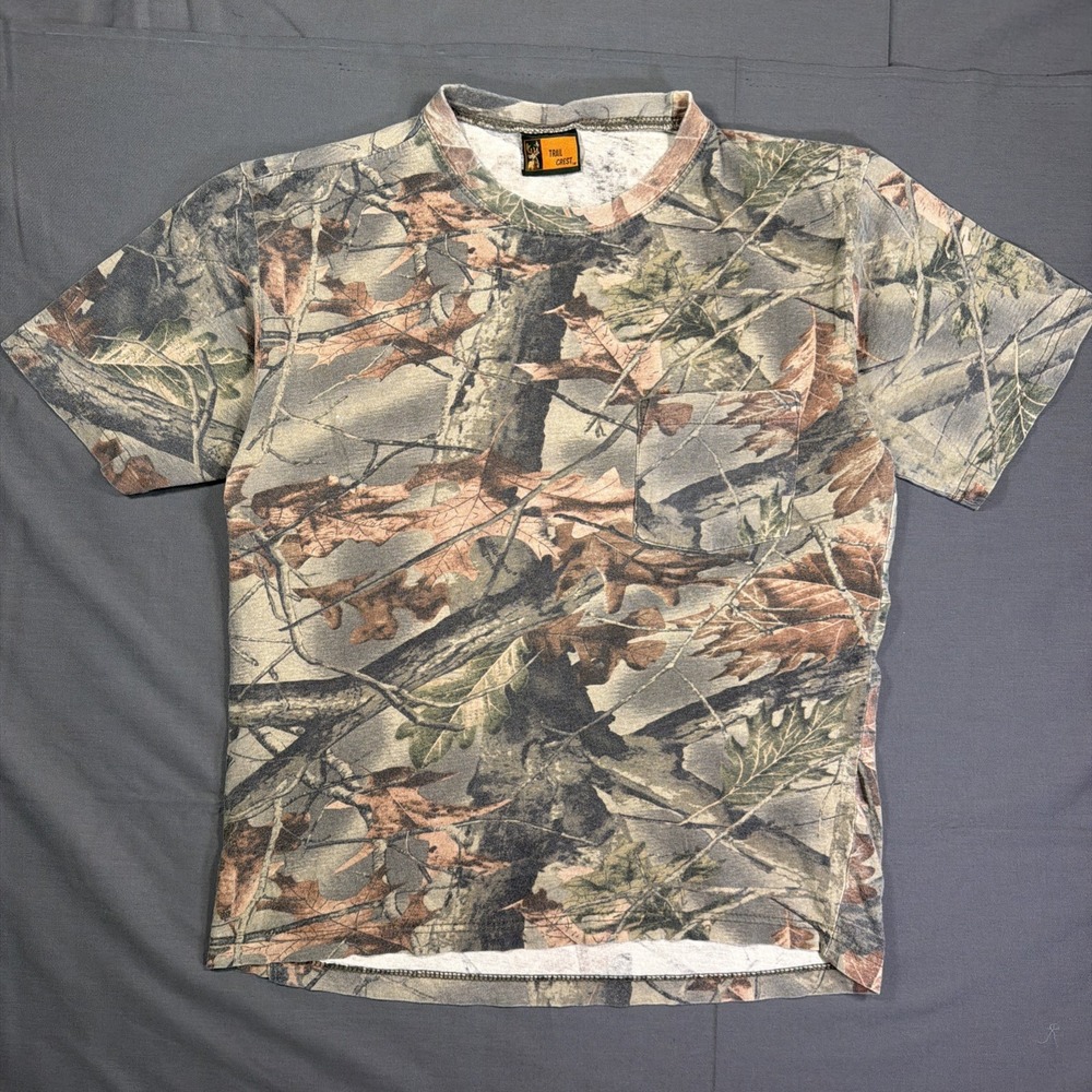 Vintage Camo Pocket Tee Medium 90s Faded Distressed